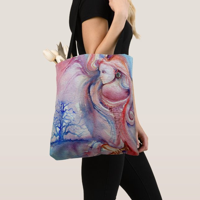 Bolso De Tela AVALON / Mágica y misterio,Fantasía azul rosada (Detalle)