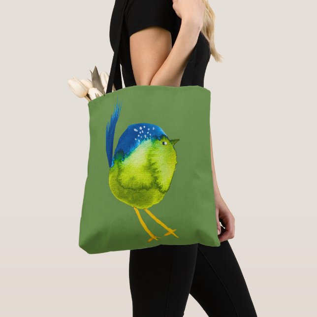 Bolso De Tela Ave acuática verde (Detalle)