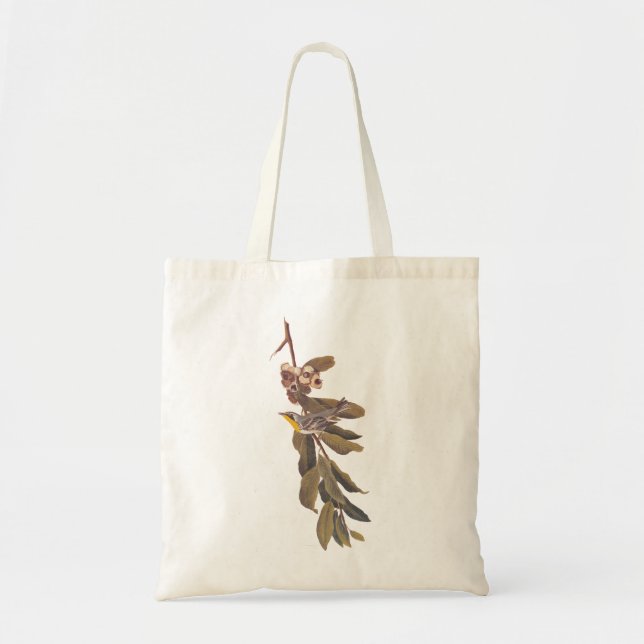 Bolso De Tela Ave amarillenta de Audubon en rama de árbol (Frente)