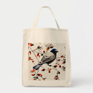 Bolso De Tela Ave de invierno Rústica con copo de nieve
