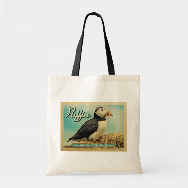 Bolso De Tela Ave de Puffin - Vida silvestre del Norte (Frente)