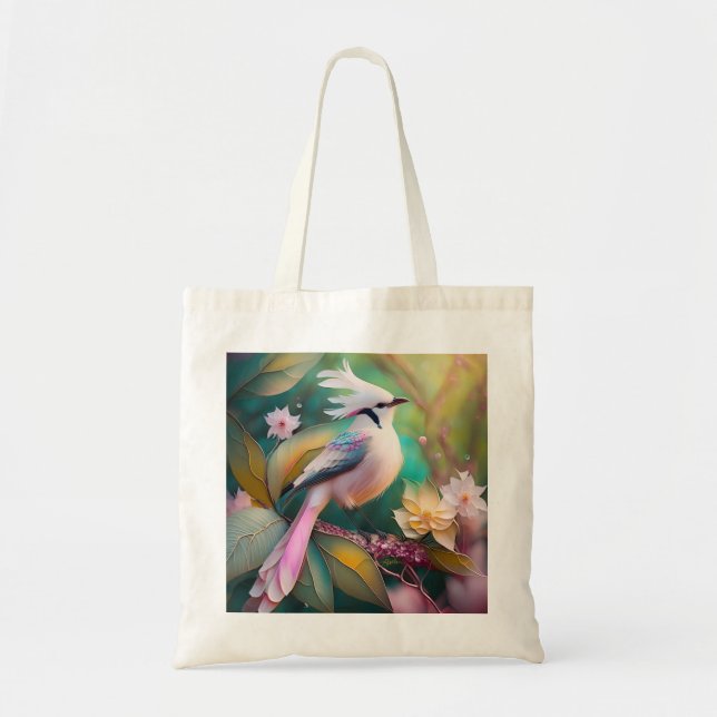 Bolso De Tela Ave de Rubor con cresta blanca Jay Fantasy (Frente)