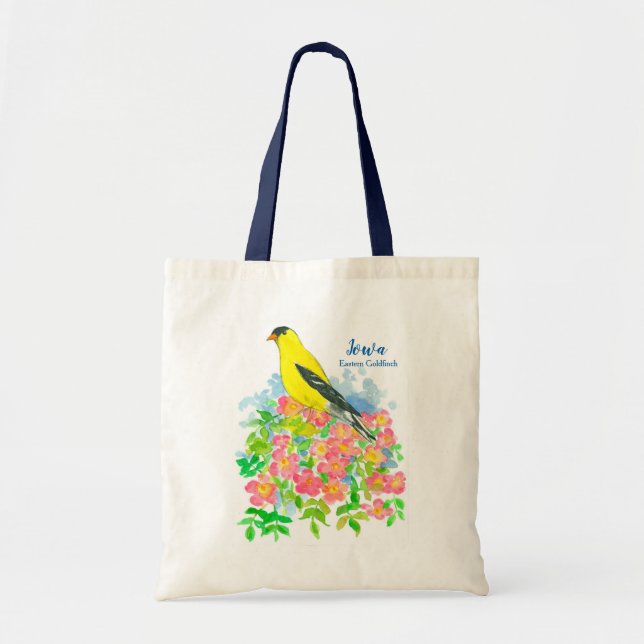 Bolso De Tela Ave del estado de Goldfinch amarillo de la comesti (Frente)