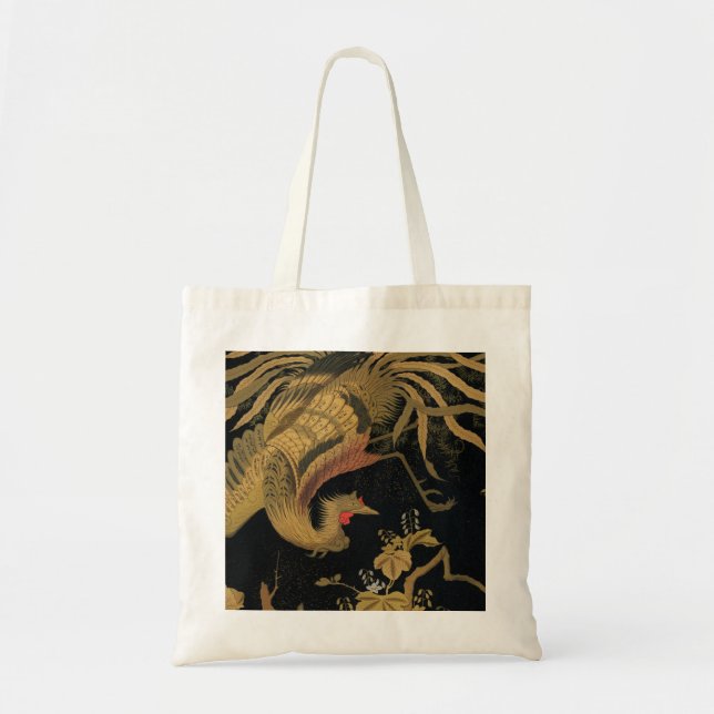 Bolso De Tela Ave dorado de gallo clásico japonés antiguo (Frente)