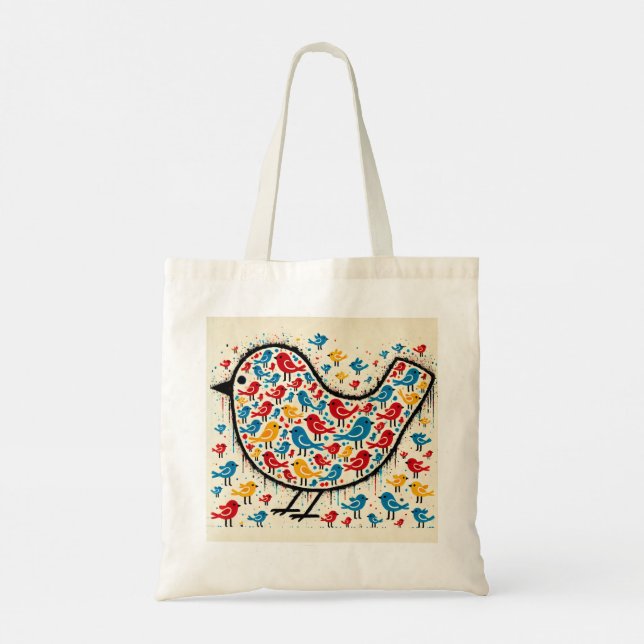 Bolso De Tela Ave llena de pájaros Tote Bag (Reverso)