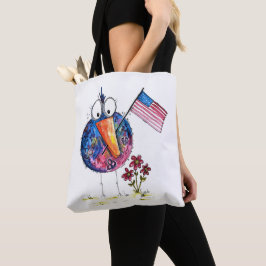 Bolso De Tela Ave patriótica caprichosa con bandera