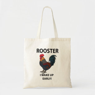 Bolso De Tela Ave Rooster Me Levanto Temprano Y Gracioso Rooster