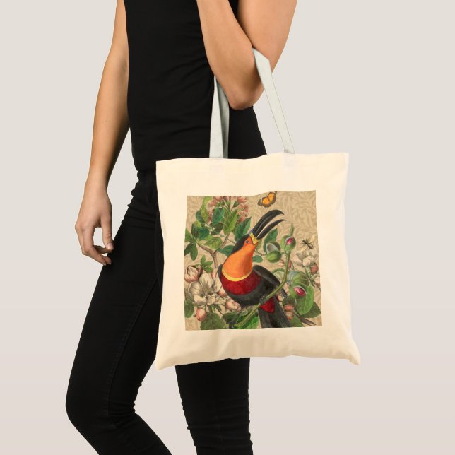 Bolso De Tela Ave Tropical De La Selva Turca Hermosa Antigüedad (Anverso (producto))