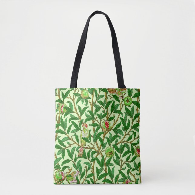 Bolso De Tela Ave y granada Art Nouveau, verde limón (Anverso)