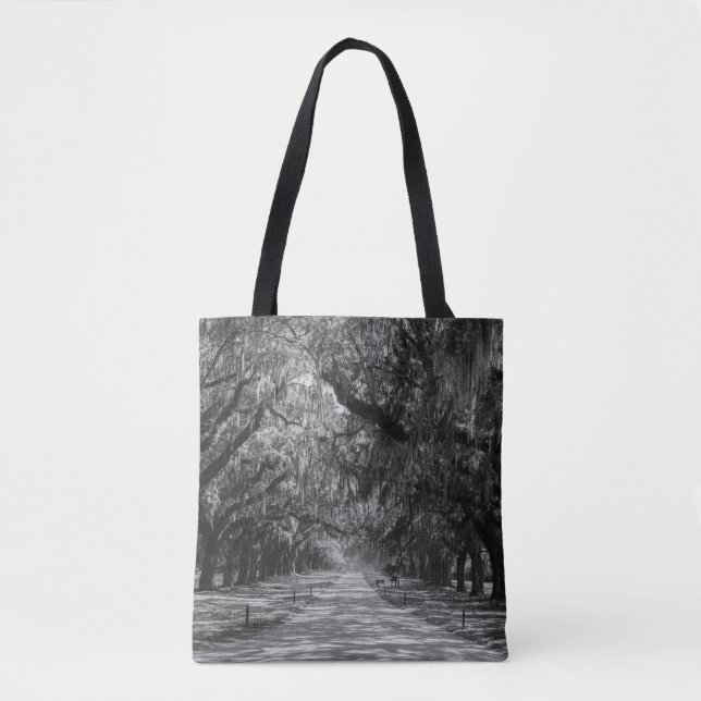 Bolso De Tela Avenida De La Escala De Grises De Oaks (Anverso)