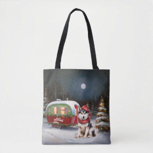 Bolso De Tela Aventura de caravana de husky siberiano en inviern