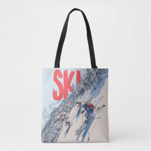 Bolso De Tela Aventura de esquí en la ladera de la montaña