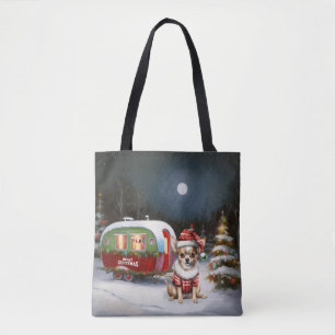Bolso De Tela Aventura de Navidad de la Caravana de Chihuahua de