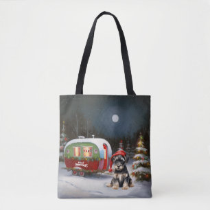 Bolso De Tela Aventura de Navidad del Caravana Schnauzer de Invi