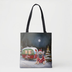 Bolso De Tela Aventura de Navidades de la Caravana de Bulldog de