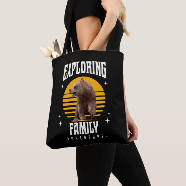 Bolso De Tela Aventura de Oso de Vacaciones Familiares Combinand (Detalle)