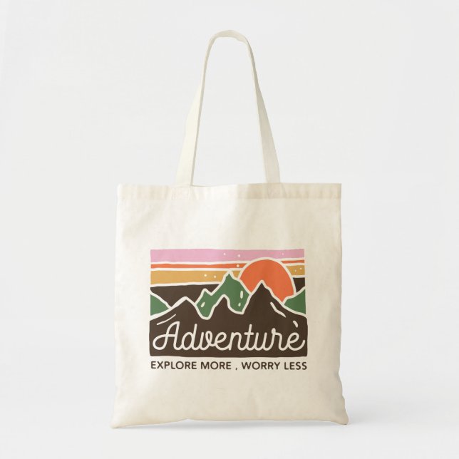 Bolso De Tela Aventura Explorar más preocupación menos (Frente)