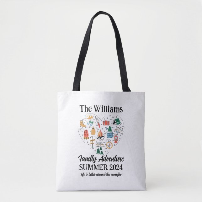 Bolso De Tela Aventura Familiar Senderismo Camping Amor al coraz (Anverso)