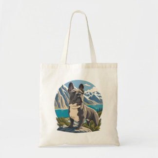 Bolso De Tela Aventura majestuosa del lago de montaña con Bulldo