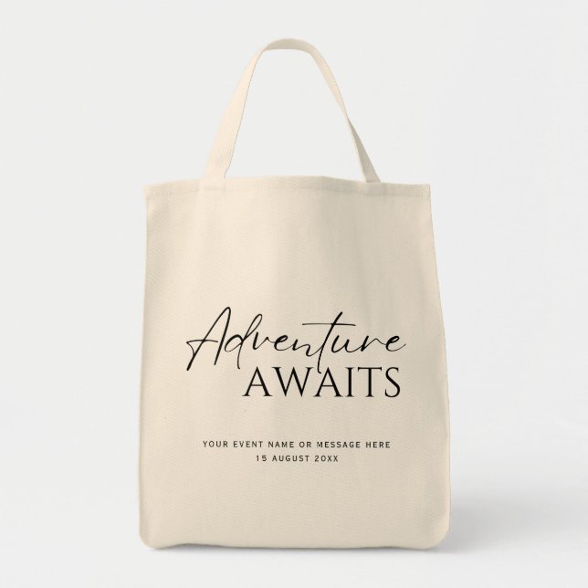 Bolso De Tela Aventura, personalizado blanco y negro (Frente)