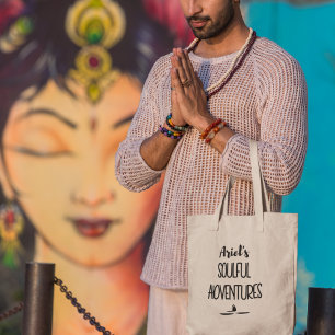 Bolso De Tela Aventuras con Alma Yoga y Meditación Personalizado