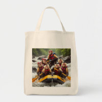 Aventurous Capuchin Monkeys Whitewater Rafting