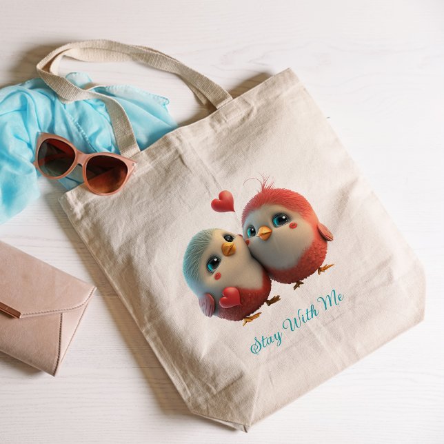 Bolso De Tela Aves amorosas alegres Tote Bag (Cute colorful love birds Tote Bag
)