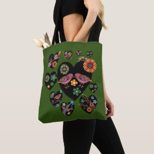 Bolso De Tela Aves amorosas Arte folclórico escandinavo