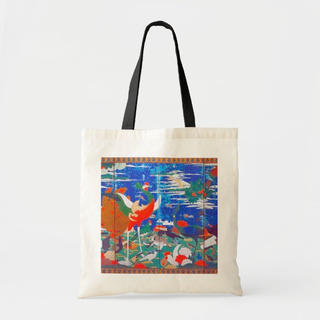 Bolso De Tela Aves, animales y plantas florecientes (izquierda)  (Frente)