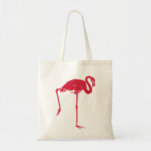 Bolso De Tela Aves antiguas, un flamenco rosa con una pata levan