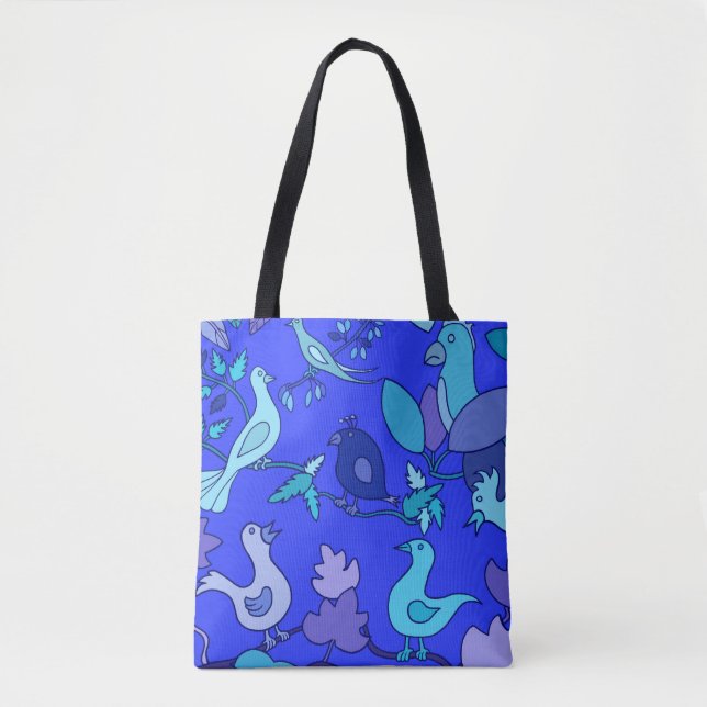 Bolso De Tela Aves azules (Anverso)