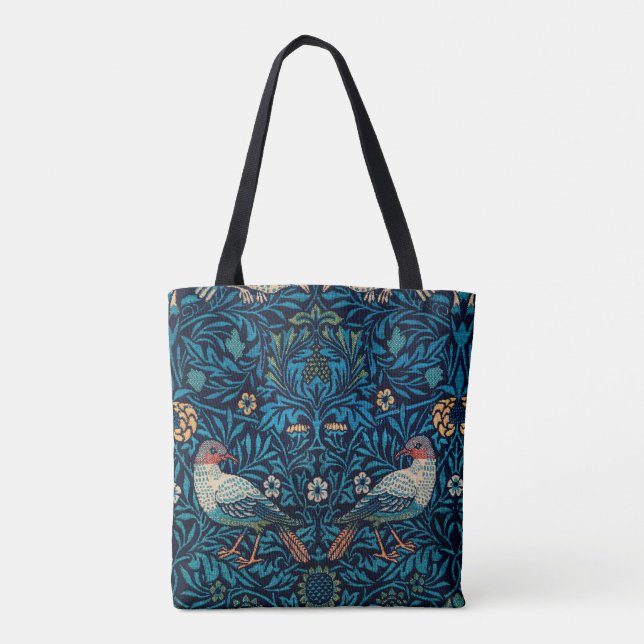 Bolso De Tela Aves azules antiguas de William Morris (Reverso)