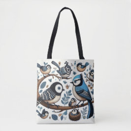 Bolso De Tela Aves Azules Quirky