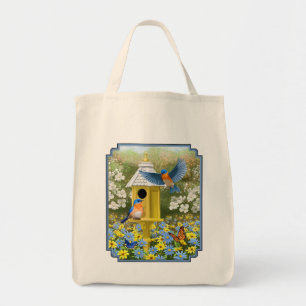 Bolso De Tela Aves azules y el centro de aves amarillas