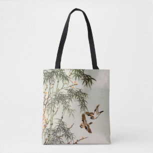 Bolso De Tela Aves Bambú Vintage asiático japonés