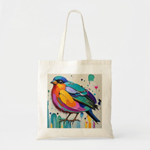 Bolso De Tela Aves colorido arte abstracto gordo gigante lindo