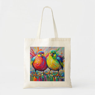 Bolso De Tela Aves colorido arte abstracto gordo gigante lindo