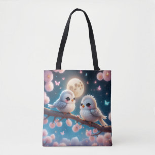 Bolso De Tela Aves con encanto en Kawaii bajo la luz de la luna
