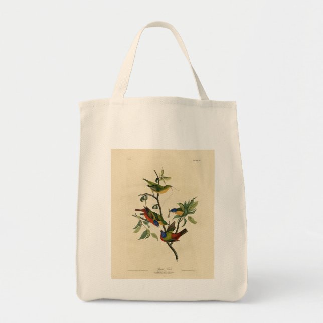 Bolso De Tela Aves de América de Finch (Bunting) pintadas (Frente)