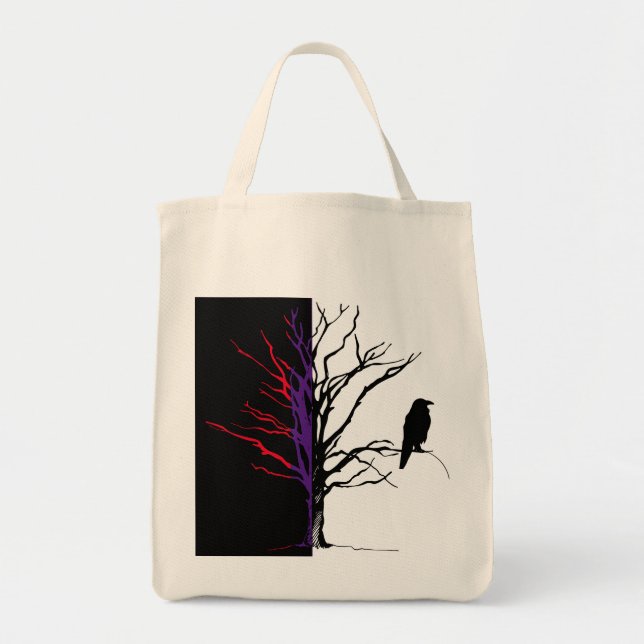 Bolso De Tela Aves de árbol. Crows, Raven Blackbird (Frente)