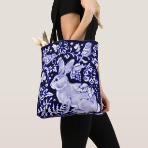 Bolso De Tela Aves de conejo azul celestial Rústico Dedham