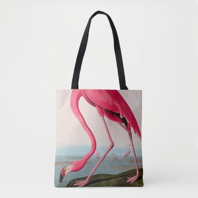 Bolso De Tela Aves de flamenco norteamericanas impresas Audubon (Anverso)