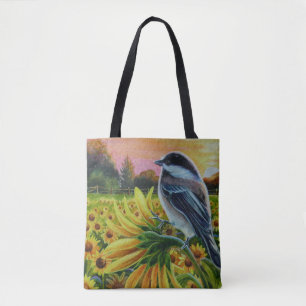 Bolso De Tela Aves de pollo girasoles de granja acuarela arte