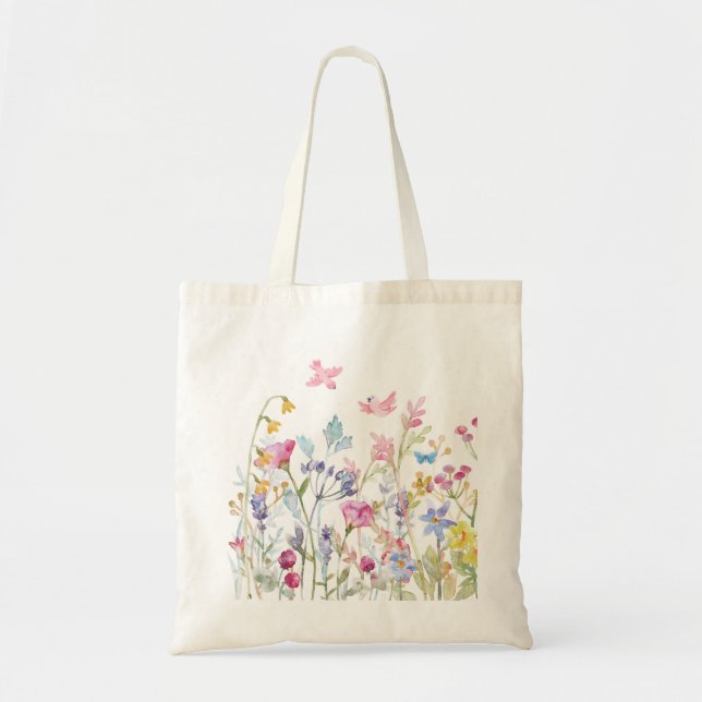 Bolso De Tela Aves florales Tote Bag (Frente)