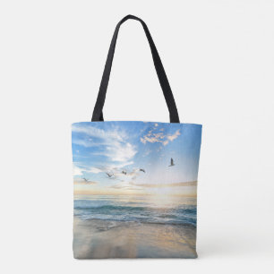 Bolso De Tela Aves huyendo sobre el océano
