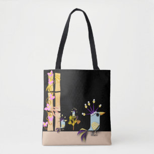 Bolso De Tela Aves imaginarias divertidas