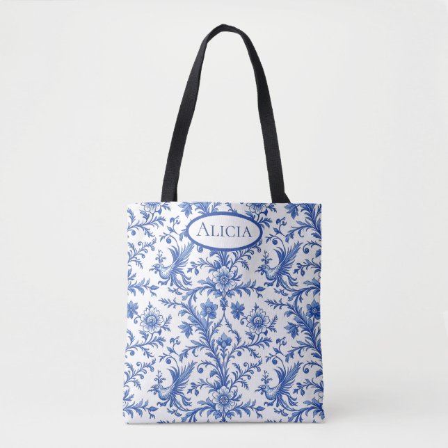 Bolso De Tela Aves mágicas Blue Toile (Anverso)