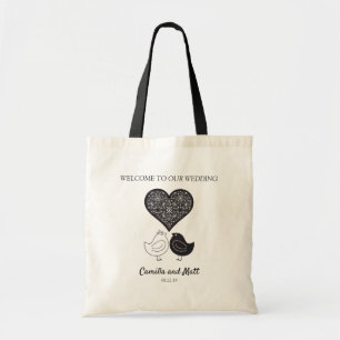 Bolso De Tela Aves muy modernas con diseño cardiaco ornamentado