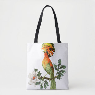 Bolso De Tela Aves paraísas: fondo floral exótico