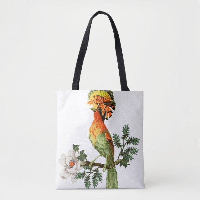 Bolso De Tela Aves paraísas: fondo floral exótico (Anverso)